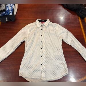 Guess Men's White Shirt with Black Dots